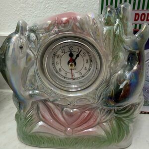 Nwt Iridescent Ceramic Dolphins Clock